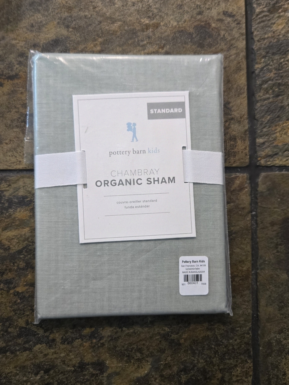 Pottery Barn Kids Chambray Organic Sham - Soft Sage Blue
